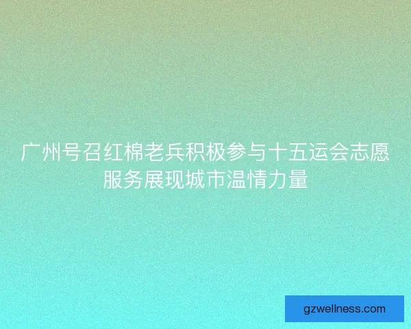 广州号召红棉老兵积极参与十五运会志愿服务展现城市温情力量