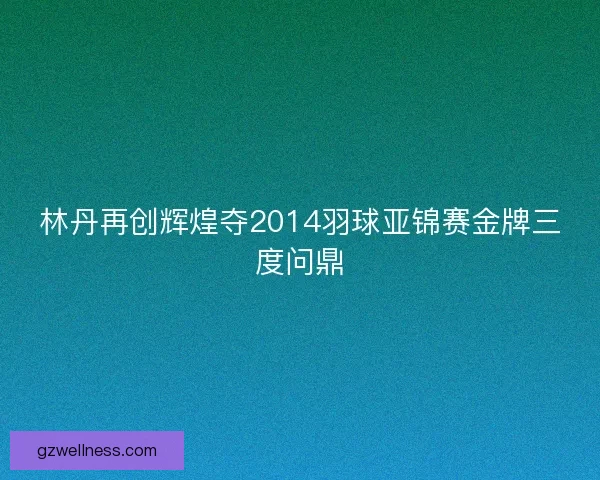 林丹再创辉煌夺2014羽球亚锦赛金牌三度问鼎